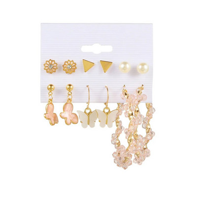 9 pari boemskih bisernih naušnica u zlatnoj boji za žene Djevojke 32 stila leptir naušnice od akrilne smole u obliku obruča Brincos nakit za zabave