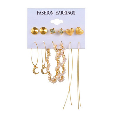 9 pari boemskih bisernih naušnica u zlatnoj boji za žene Djevojke 32 stila leptir naušnice od akrilne smole u obliku obruča Brincos nakit za zabave