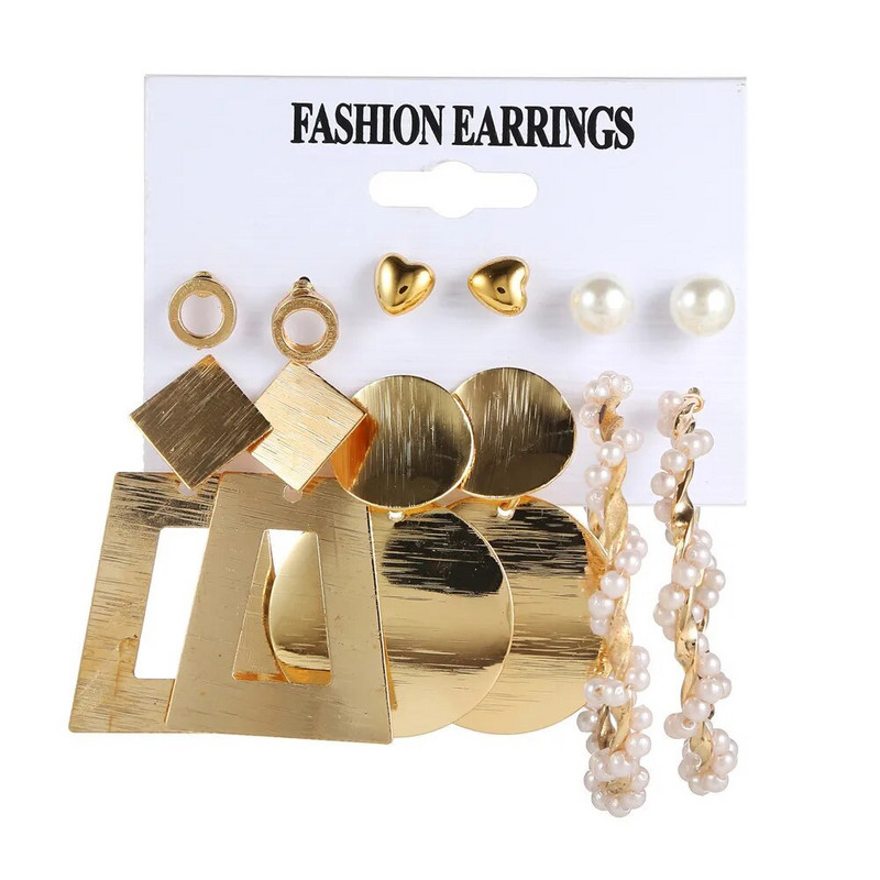 9 pari boemskih bisernih naušnica u zlatnoj boji za žene Djevojke 32 stila leptir naušnice od akrilne smole u obliku obruča Brincos nakit za zabave