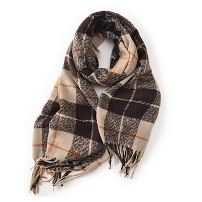 Elegantni karirani šal šal Ženski topli omotani šalovi s resicama Zimski podebljani šal od pašmine, mekani šal od kašmira Vuneni šalovi