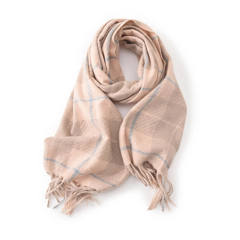 Elegantni karirani šal šal Ženski topli omotani šalovi s resicama Zimski podebljani šal od pašmine, mekani šal od kašmira Vuneni šalovi