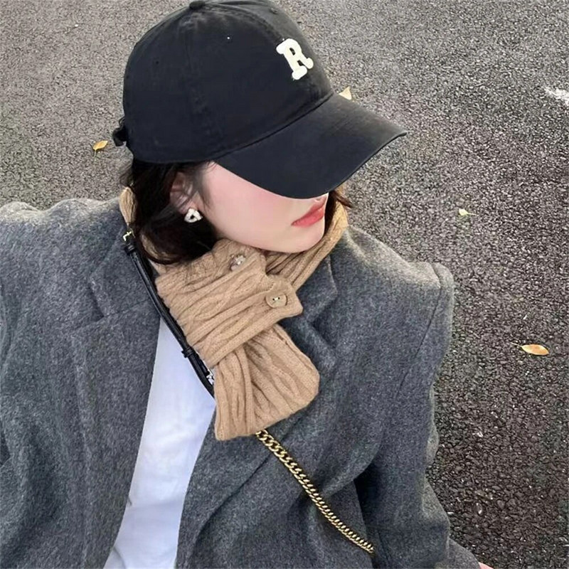 Japán Retro Keresztezett Gyapjú Sál Téli Kötött Gombos Sál Női Meleg Nyakvédő Sál Kültéri Szélálló Foulard