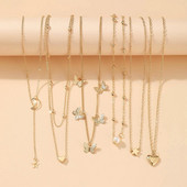 6 gab Kaklarota Eiropas un Amerikas vienkārša temperamenta jauka atmosfēra Star Moon populārs sieviešu kaklarotas komplekts