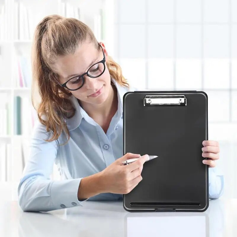 Iškarpinė su saugykla Daugiafunkcinė A4 formato spaustukų lenta su rašiklio laikikliu Biuro reikmenys Juodas iškarpinės folija mokiniams