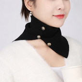 Sieviešu ziemas vilnas gredzenu šalle Mīksta, silta kašmira kaklasiksna ar pogu Koreja modes bruņurupuča viltus apkakle, elastīga šalles meitene