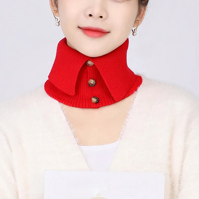 Sieviešu ziemas vilnas gredzenu šalle Mīksta, silta kašmira kaklasiksna ar pogu Koreja modes bruņurupuča viltus apkakle, elastīga šalles meitene