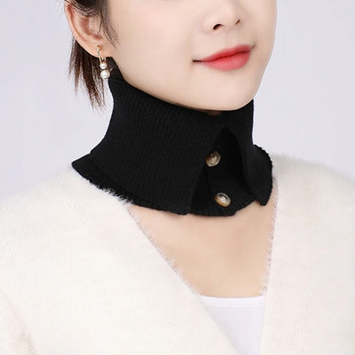 Sieviešu ziemas vilnas gredzenu šalle Mīksta, silta kašmira kaklasiksna ar pogu Koreja modes bruņurupuča viltus apkakle, elastīga šalles meitene