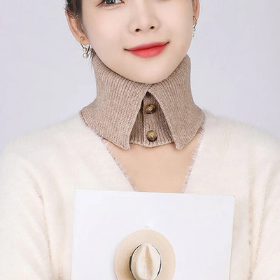 Sieviešu ziemas vilnas gredzenu šalle Mīksta, silta kašmira kaklasiksna ar pogu Koreja modes bruņurupuča viltus apkakle, elastīga šalles meitene