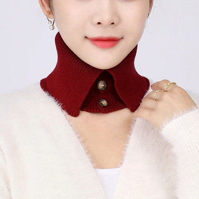 Sieviešu ziemas vilnas gredzenu šalle Mīksta, silta kašmira kaklasiksna ar pogu Koreja modes bruņurupuča viltus apkakle, elastīga šalles meitene