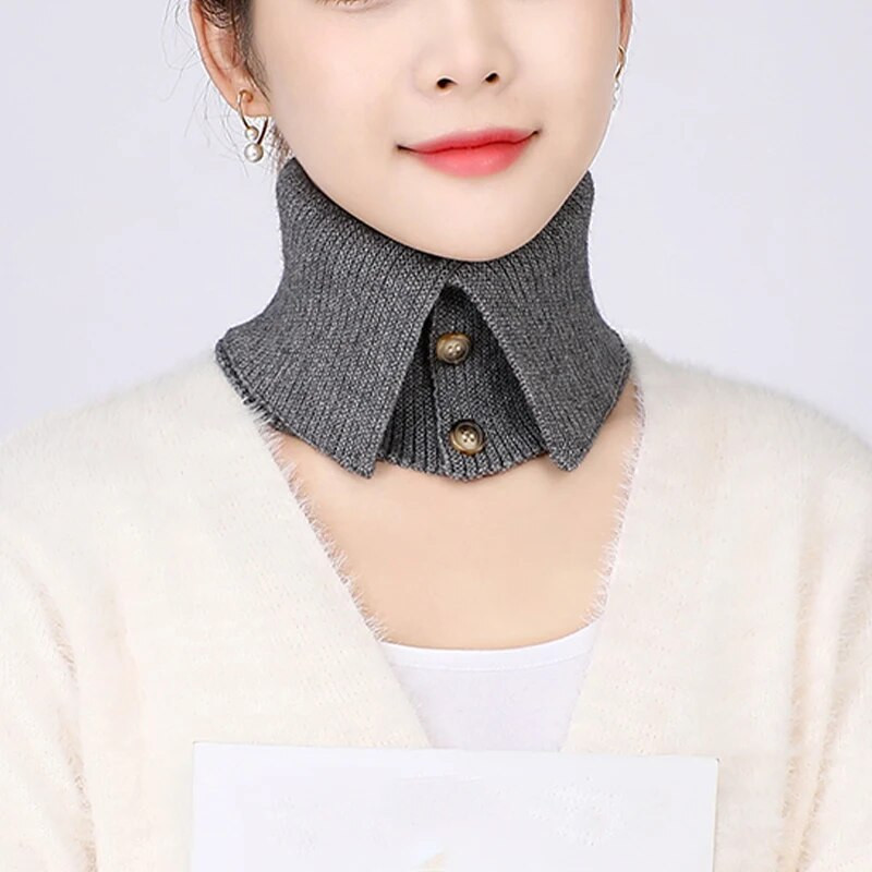 Sieviešu ziemas vilnas gredzenu šalle Mīksta, silta kašmira kaklasiksna ar pogu Koreja modes bruņurupuča viltus apkakle, elastīga šalles meitene