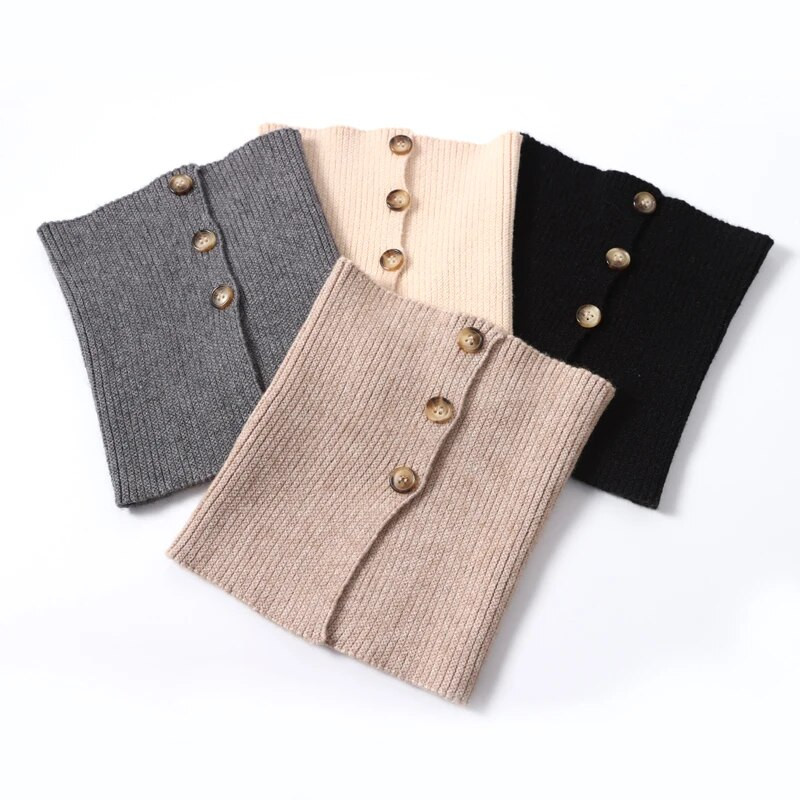 Sieviešu ziemas vilnas gredzenu šalle Mīksta, silta kašmira kaklasiksna ar pogu Koreja modes bruņurupuča viltus apkakle, elastīga šalles meitene