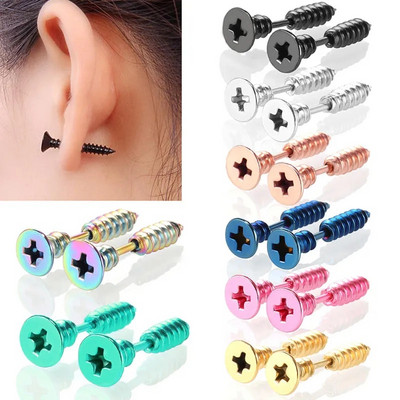 1Pora Punk Fashion Auksinė Juoda Spalvinga Nerūdijančio plieno Nagų auskarai Moterims Vyriški Helix Ear Body Piercing Papuošalai