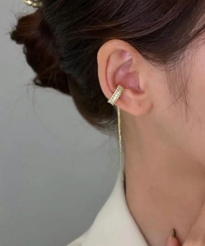 Koreai manó pillangó fülmandzsetta piercing nélkül, női fülbevaló Elegáns csillogó cirkon kristály fülcsipesz esküvői ékszer