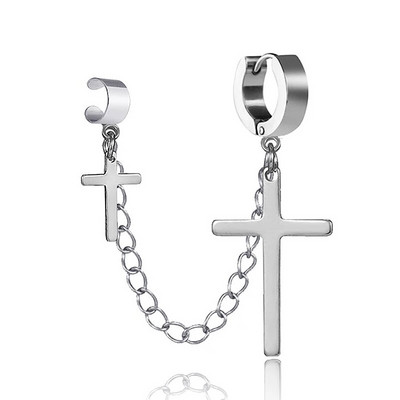 Punk egyrészes bojt csíptetős fülbevaló kereszt karika fülbevaló nőknek tiniknek férfi fülmandzsetták ötvözet hip hop ékszer fülbevaló fém lánc