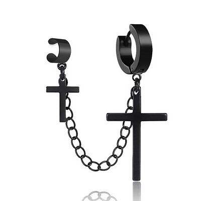 Punk egyrészes bojt csíptetős fülbevaló kereszt karika fülbevaló nőknek tiniknek férfi fülmandzsetták ötvözet hip hop ékszer fülbevaló fém lánc