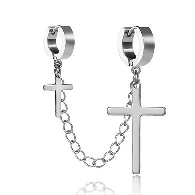 Punk egyrészes bojt csíptetős fülbevaló kereszt karika fülbevaló nőknek tiniknek férfi fülmandzsetták ötvözet hip hop ékszer fülbevaló fém lánc