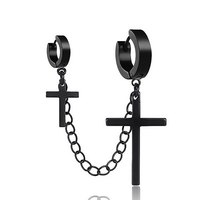 Punk egyrészes bojt csíptetős fülbevaló kereszt karika fülbevaló nőknek tiniknek férfi fülmandzsetták ötvözet hip hop ékszer fülbevaló fém lánc
