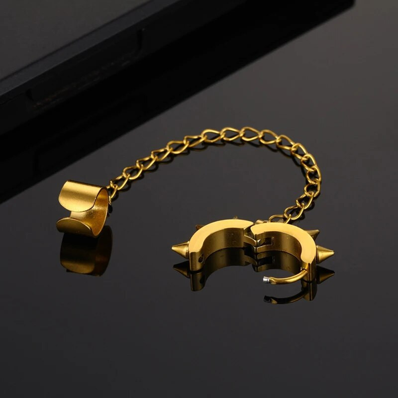 Punk egyrészes bojt csíptetős fülbevaló kereszt karika fülbevaló nőknek tiniknek férfi fülmandzsetták ötvözet hip hop ékszer fülbevaló fém lánc