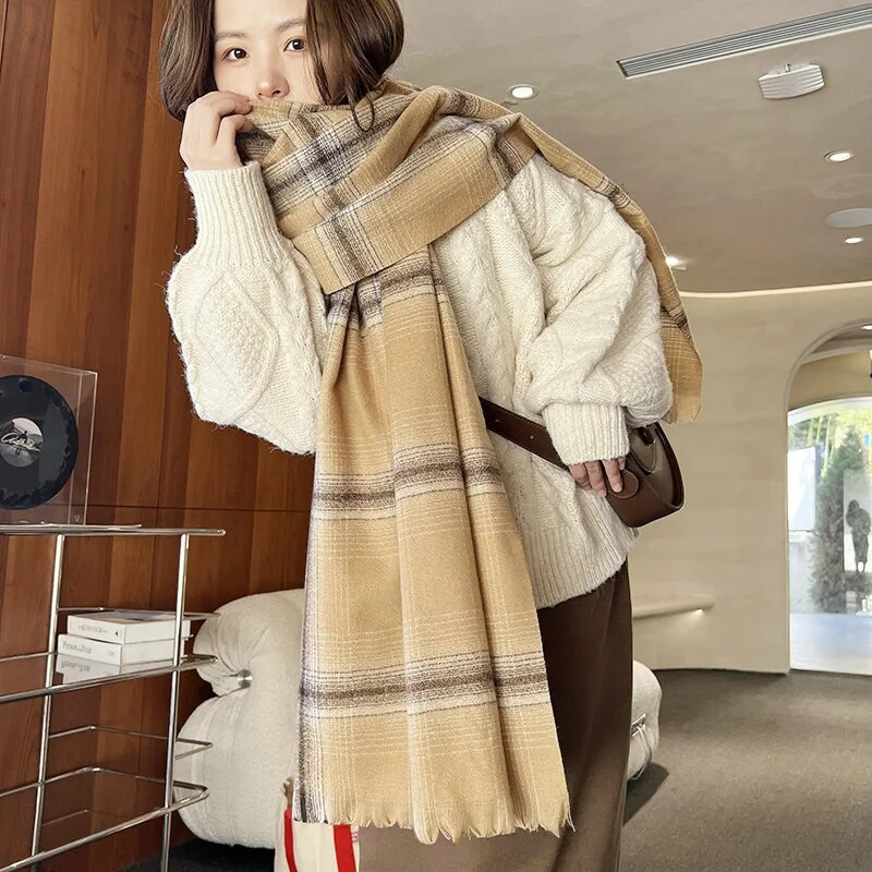 2022. aasta uued talvesallid, kašmiir-imitatsioon, talvine paks, soe ruuduline sall, sobiv mood Pashmina tekk-ümbrisrätikud