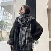 Žieminis storas šiltas pledas šalikas moterims universalus kašmyro šalikas skara madinga pashmina kutai antklodė apvynioti stori šalikai