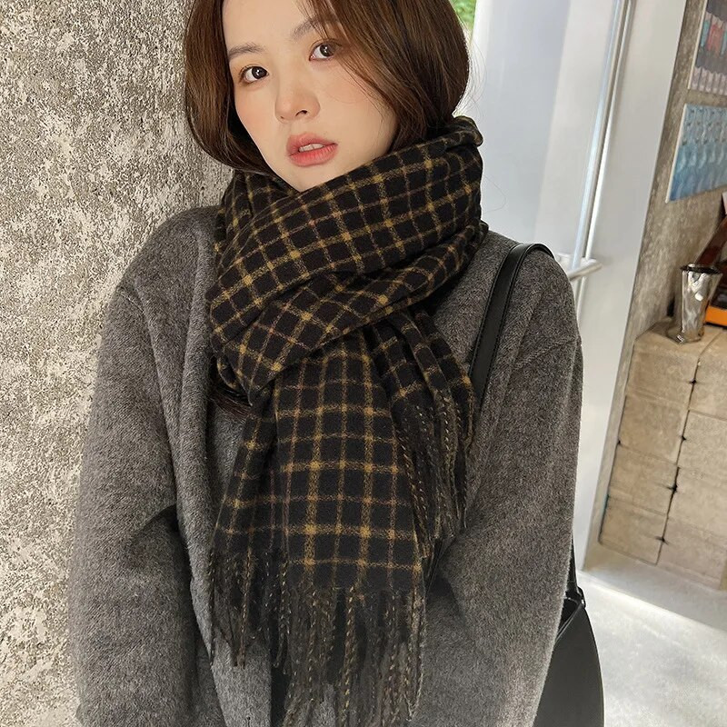 Žieminis storas šiltas pledas šalikas moterims universalus kašmyro šalikas skara madinga pashmina kutai antklodė apvynioti stori šalikai