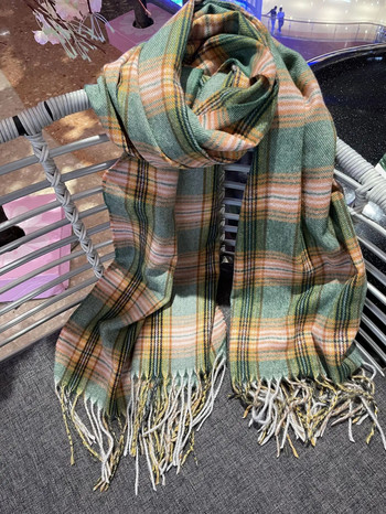 65*180 есен/зима дамски кариран шал в колежански стил в дълъг кашмирен нос с ресни Топъл шал за врата за жени шалове опаковки