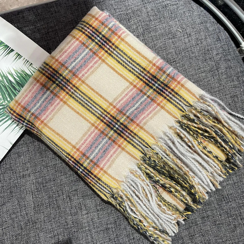 65*180 rudens/ziemas dāmu koledžas stila rūtainā šalle garā kašmira krāsā Feel Cape Fringe silta kakla šalle sievietēm šalles aptinumi