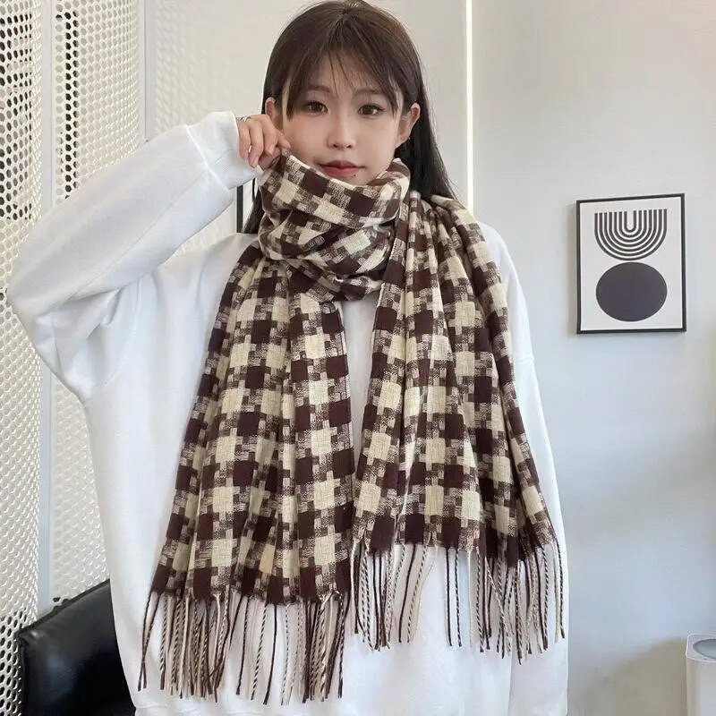 Klasični rešetkasti šal šal za žene/kašmir materijal Zima Topli dugi podebljani šalovi Modni luksuzni pašmina šalovi 2022 Novo
