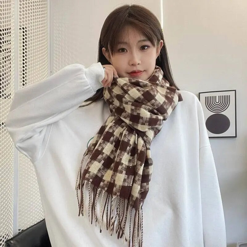 Klasični rešetkasti šal šal za žene/kašmir materijal Zima Topli dugi podebljani šalovi Modni luksuzni pašmina šalovi 2022 Novo