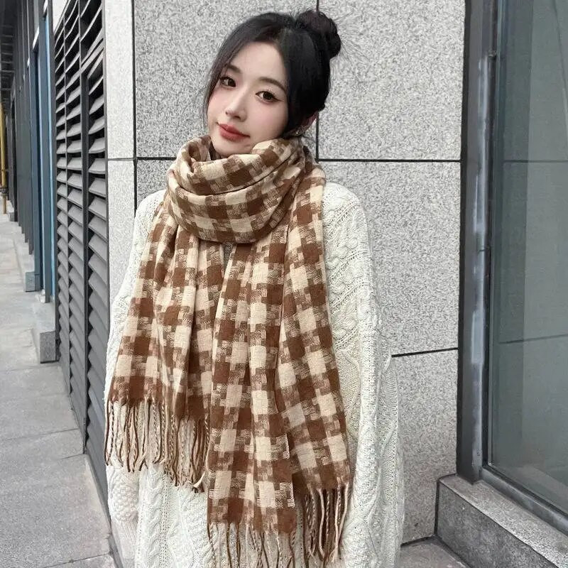 Klasični rešetkasti šal šal za žene/kašmir materijal Zima Topli dugi podebljani šalovi Modni luksuzni pašmina šalovi 2022 Novo