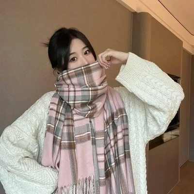 Κλασικό κασκόλ 70*200 εκ. Γυναικείο κασκόλ χειμωνιάτικο κασμίρ Ζεστό κασκόλ Σάλι με μεγάλη φούντα Σχέδιο με μακρύ χοντρό κασκόλ Φουλάρια πασμίνας