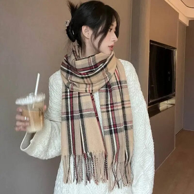 Κλασικό κασκόλ 70*200 εκ. Γυναικείο κασκόλ χειμωνιάτικο κασμίρ Ζεστό κασκόλ Σάλι με μεγάλη φούντα Σχέδιο με μακρύ χοντρό κασκόλ Φουλάρια πασμίνας