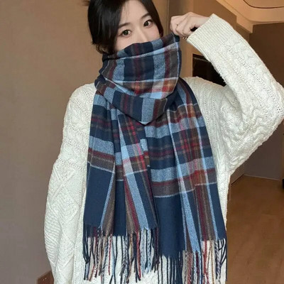 Κλασικό κασκόλ 70*200 εκ. Γυναικείο κασκόλ χειμωνιάτικο κασμίρ Ζεστό κασκόλ Σάλι με μεγάλη φούντα Σχέδιο με μακρύ χοντρό κασκόλ Φουλάρια πασμίνας