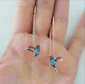 Нова уникална малка птица с пискюл, кристал, дълги висящи обеци с колибри за жени, елегантно момиче, висулка, обеци, бижута
