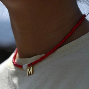 Πολύχρωμες χάντρες Initial Choker για Γυναικεία Κρεμαστό Κολιέ με γράμματα από ανοξείδωτο ατσάλι Fashion Shell Heart Κοσμήματα Boho Αξεσουάρ