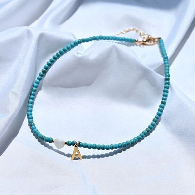 Krāsainas krelles sākuma kaklarota sievietēm nerūsējošā tērauda burtu kulons kaklarota modes apvalks sirds rotaslietas Boho aksesuāri