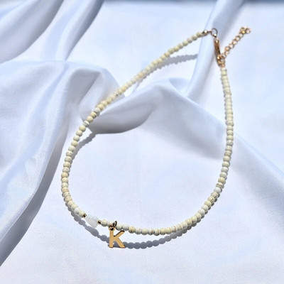 Krāsainas krelles sākuma kaklarota sievietēm nerūsējošā tērauda burtu kulons kaklarota modes apvalks sirds rotaslietas Boho aksesuāri