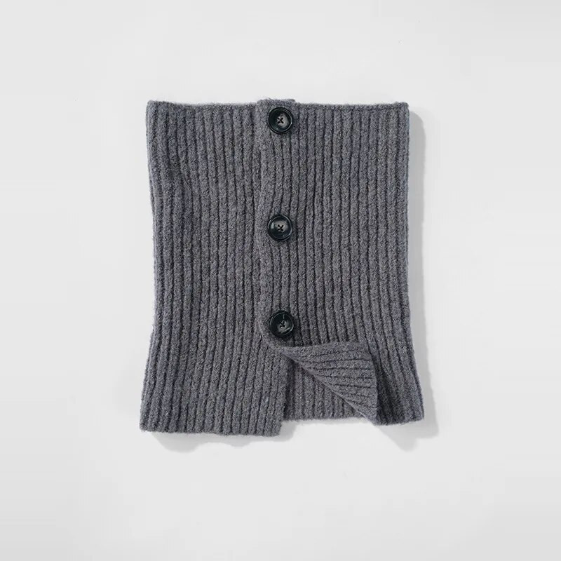 Sieviešu silts trikotāžas vilnas pogas šalle Mode vienkrāsains kašmira biezinātas vilnas apkakles šalles kakla svītrains bruņurupuču apkakles dzīvžogs