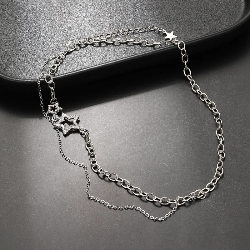 Y2K Star cirkona kulonu kaklarota sievietēm Luksusa, salda, forša meitene panku sirds atslēgas kaula ķēde 2023. gada jauna modes juvelierizstrādājumu ballītes dāvana