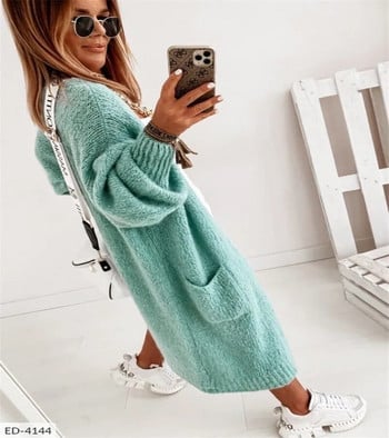 Causal Green Long Cardigan Γυναικεία Πουλόβερ Y2k Ζακέτες Πλεκτά Νέα σε Εξωτερικά Ενδύματα Κομψά Πουλόβερ Μάλλινα & Μείγματα Παλτό Mujer