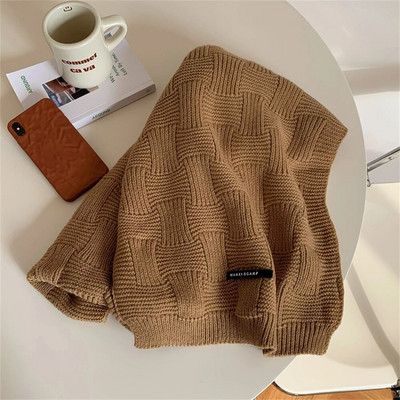 Retro zöld kötött sál Kiváló minőségű téli meleg gyapjú sálak Luxus női kasmír kendők Férfi borda bandana pashmina