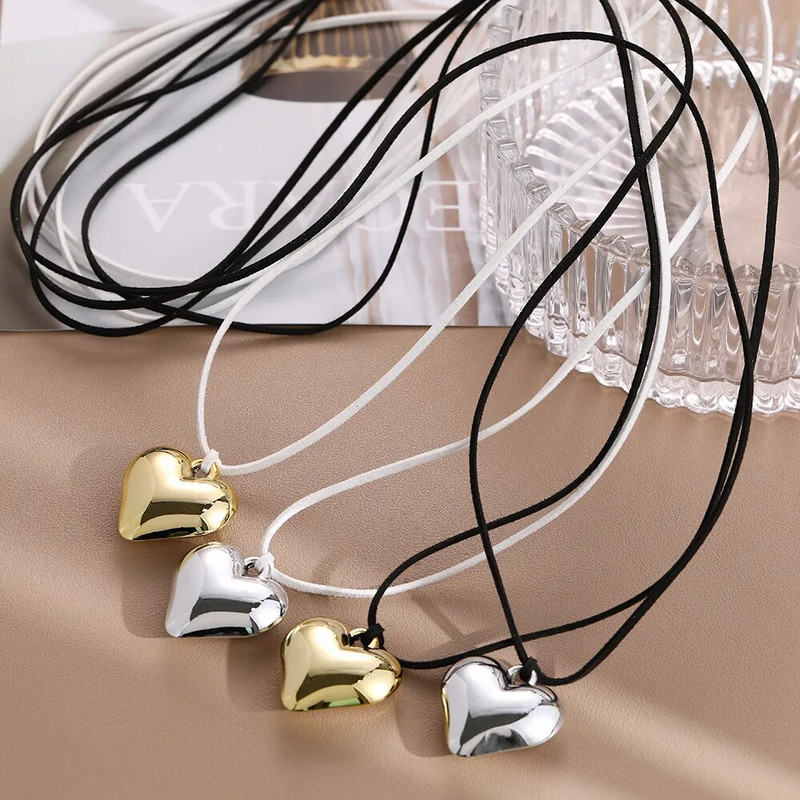 Uradi sam nakit Goth crni baršun Veliko srce privjesak Choker ogrlica za žene Elegantno tkanje čvorova mašna podesivi lanac