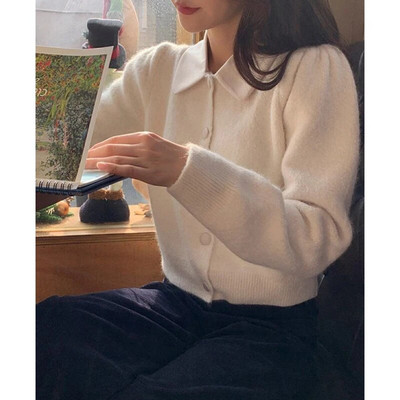 MEXZT elegantsed silmkoelised kardiganid naiste kärbitud lapiga kampsun mantel Korea soliidne õhuke trikotaaž jakid, kõik sobivad džemprid välisrõivad