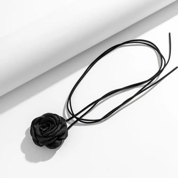 Ρομαντικό γοτθικό κολιέ με αλυσίδα κλείδας λουλουδιού μεγάλου τριαντάφυλλου για γυναίκες Γυναικεία Κορεάτικη μόδα ρυθμιζόμενο τσόκερ με σχοινί Y2K αξεσουάρ