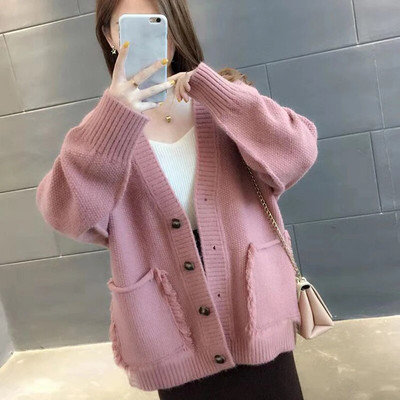 MEXZT Sweet Harajuku Lazy Wind Ženski kardigan džemper Jesen Zima Modni ležerni korejski Y2k džemper s V-izrezom dugih rukava