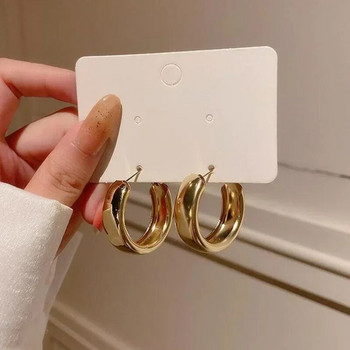 Модерни семпли сребърни цветни обеци с халки за жени Модни кръгли кръгли минималистични обеци Парти НОВИ бижута с C-образна форма Подаръци