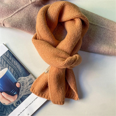 Sieviešu vienkrāsains vilnas šalle modes mākslīgās vilnas trikotāžas šalles aptinumi ziemas mīksta adīta gara kakla Pashmina Ziemassvētku dāvana