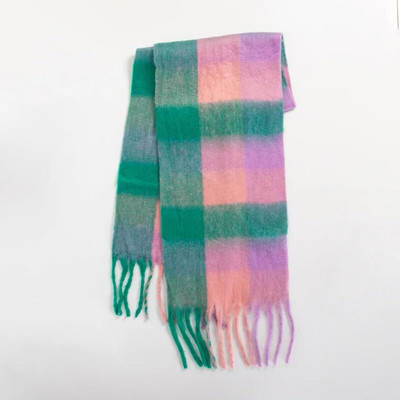 Modes Kašmira Šalle Sievietēm Ac Krāsaini Plaid Šalles Ziemas Biezi Silti Gari Pušķi Pashmina Sega Šalles 40*210CM