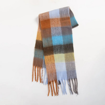 Modes Kašmira Šalle Sievietēm Ac Krāsaini Plaid Šalles Ziemas Biezi Silti Gari Pušķi Pashmina Sega Šalles 40*210CM
