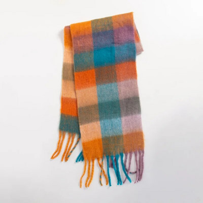Modes Kašmira Šalle Sievietēm Ac Krāsaini Plaid Šalles Ziemas Biezi Silti Gari Pušķi Pashmina Sega Šalles 40*210CM
